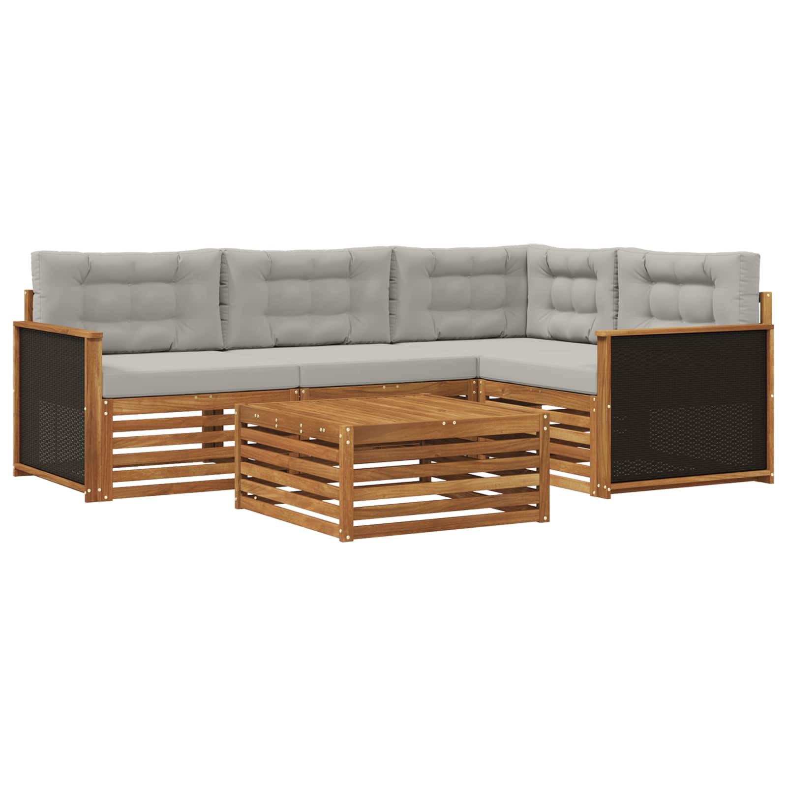 Set di divani da esterno 5 pcs Naturale e Grigio Chiaro | homemem39