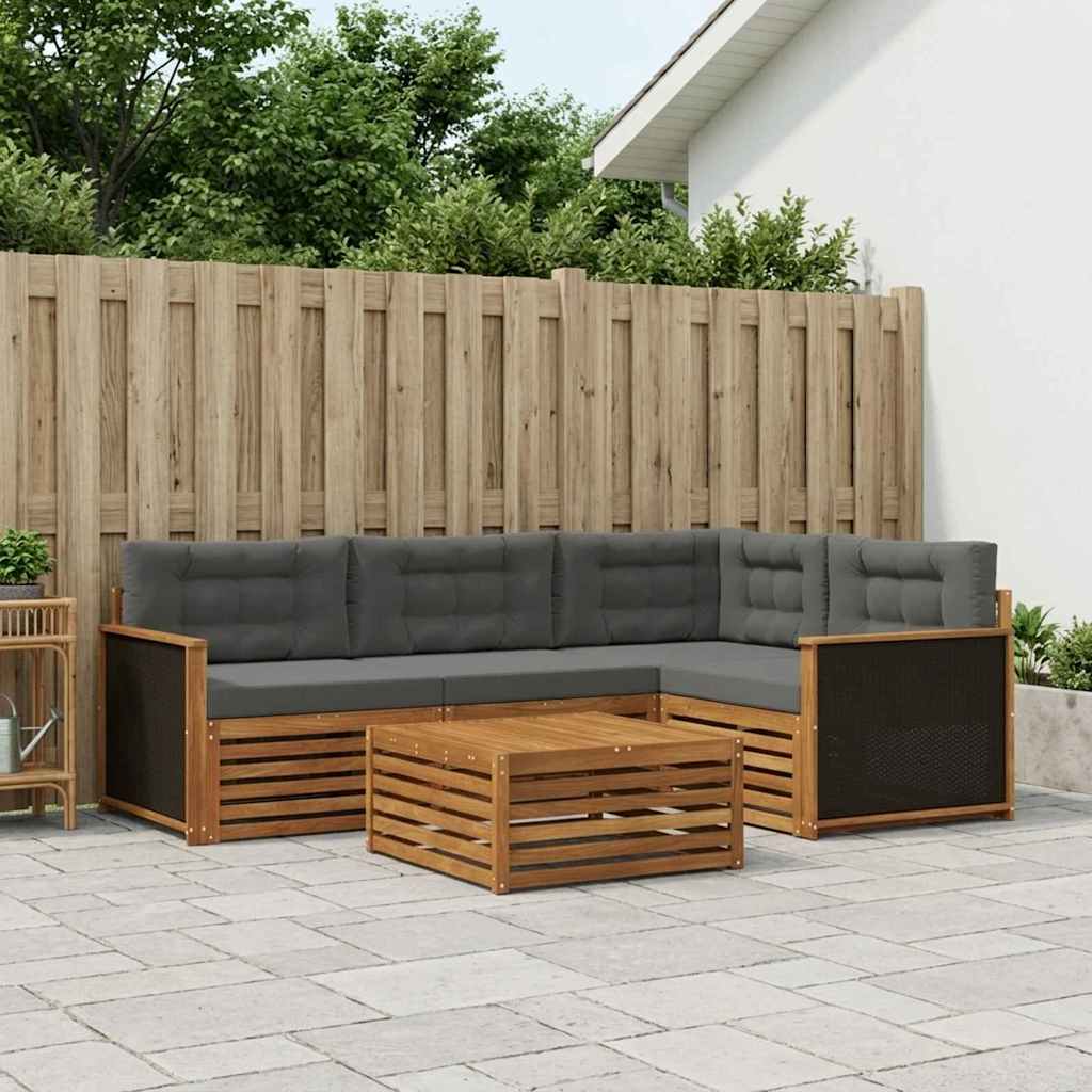 Set di divani da esterno 5 pcs Naturale e Antracite | homemem39