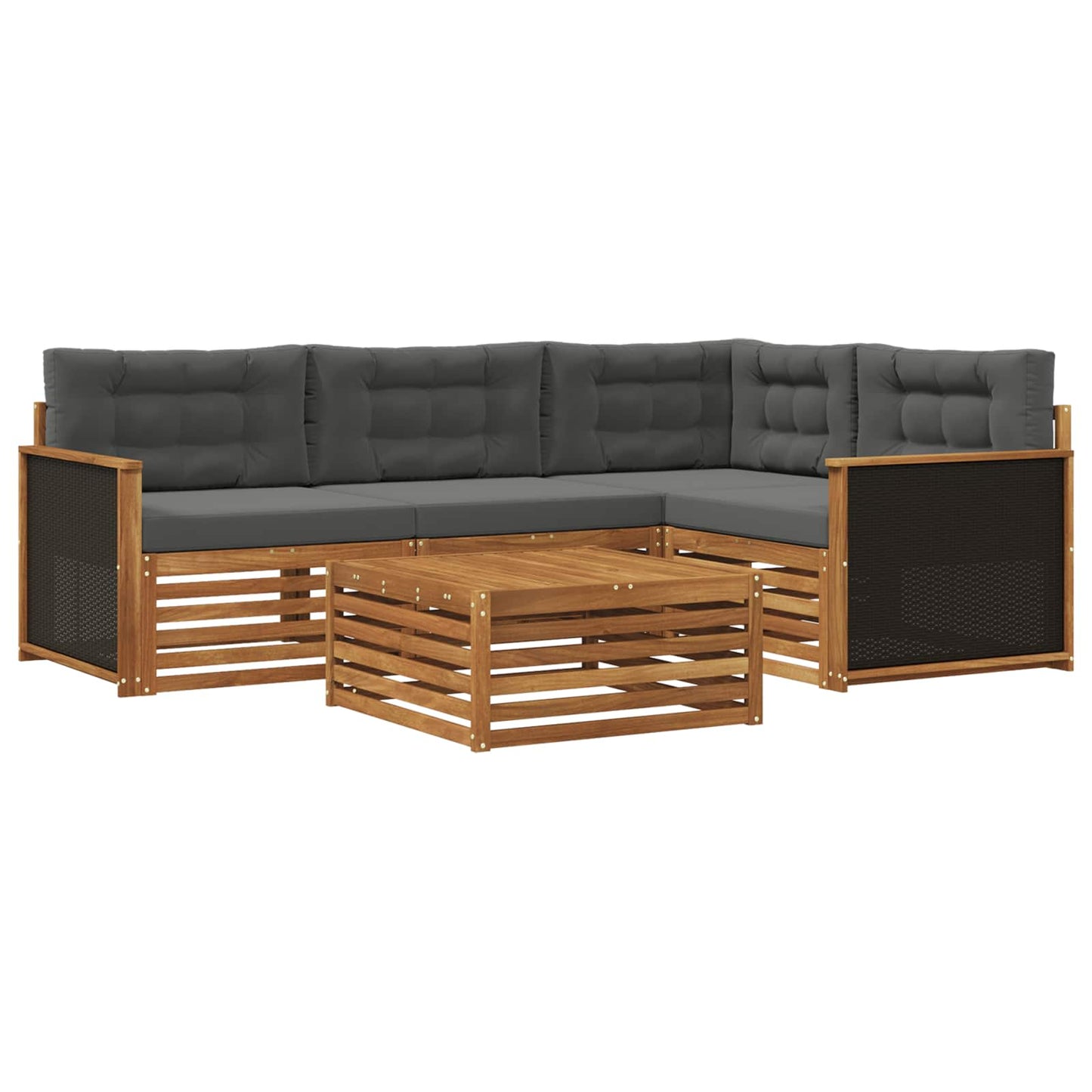Set di divani da esterno 5 pcs Naturale e Antracite | homemem39