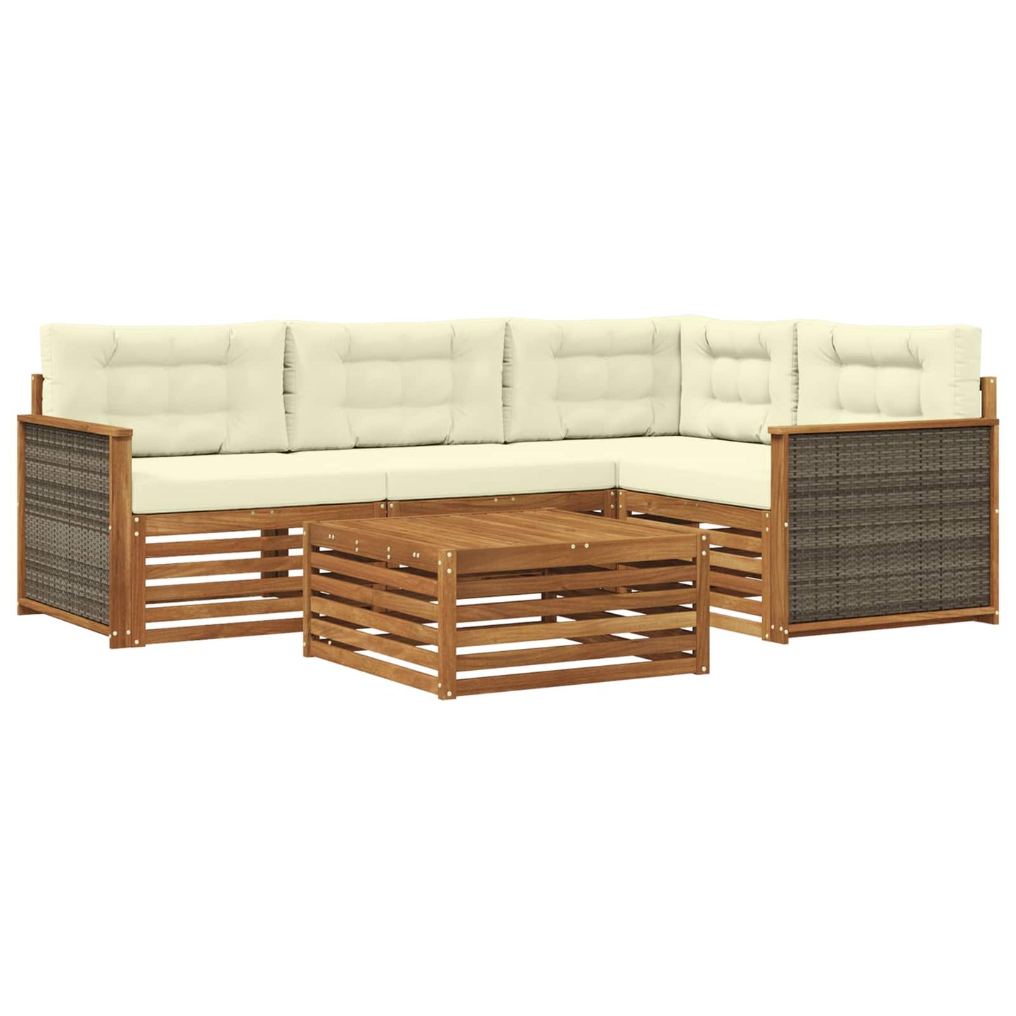 Set di divani da esterno con cuscino 5 pcs Naturale e Crema | homemem39