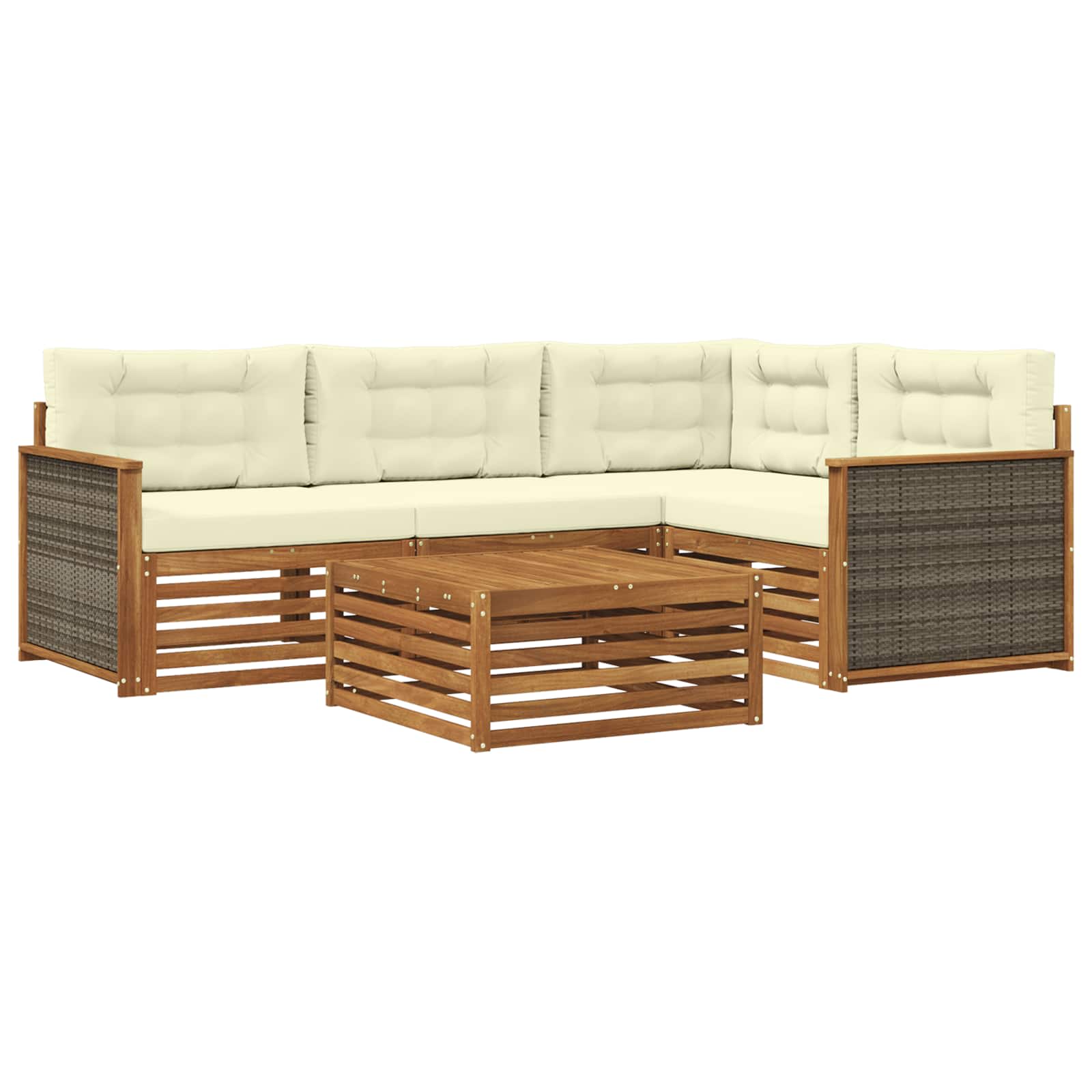 Set di divani da esterno con cuscino 5 pcs Naturale e Crema | homemem39