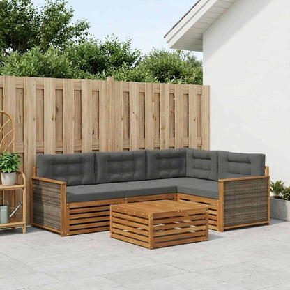 Set di divani da esterno con cuscino 5 pcs Naturale e Antracite | homemem39
