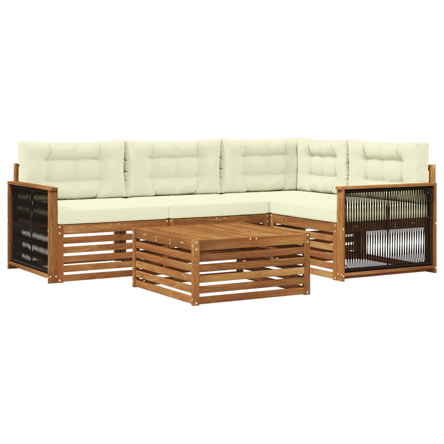 Set di divani da esterno con cuscino 5 pcs Naturale e Crema | homemem39