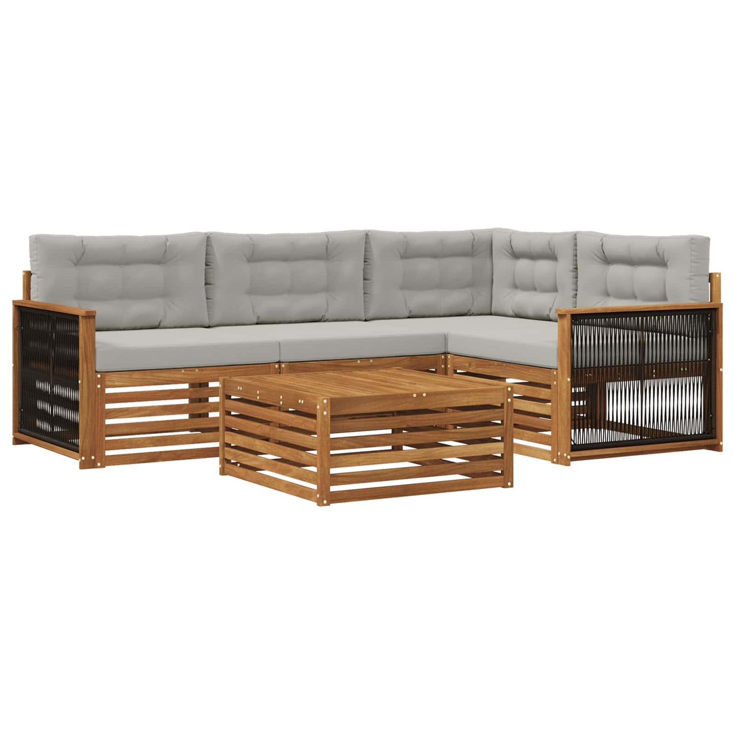 Set di divani da esterno 5 pcs Naturale e Grigio Chiaro