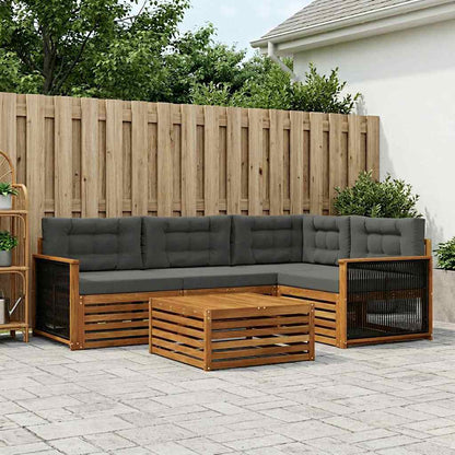 Set di divani da esterno con cuscino 5 pcs Naturale e Antracite