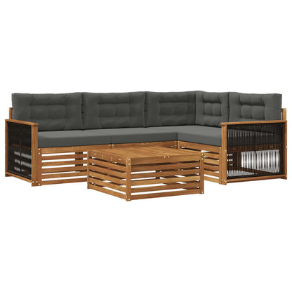 Set di divani da esterno con cuscino 5 pcs Naturale e Antracite