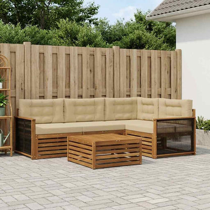 Set di divani da esterno con cuscino 5 pcs Naturale e Beige