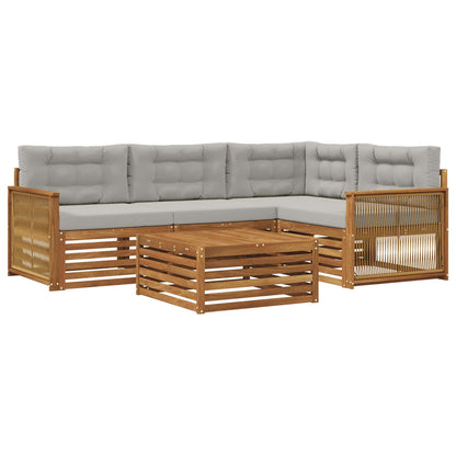 Set di divani da esterno 5 pcs Naturale e Grigio Chiaro