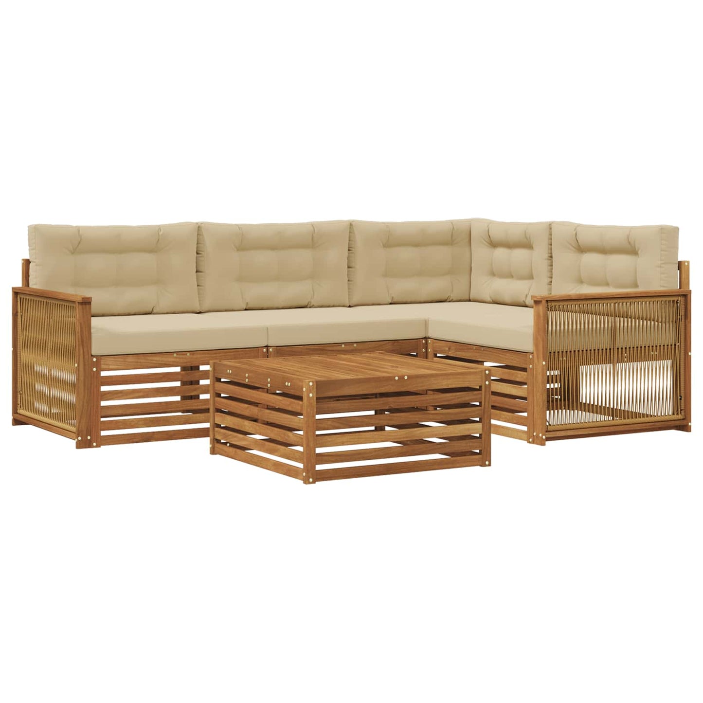 Set di divani da esterno con cuscino 5 pcs Naturale e Beige | homemem39