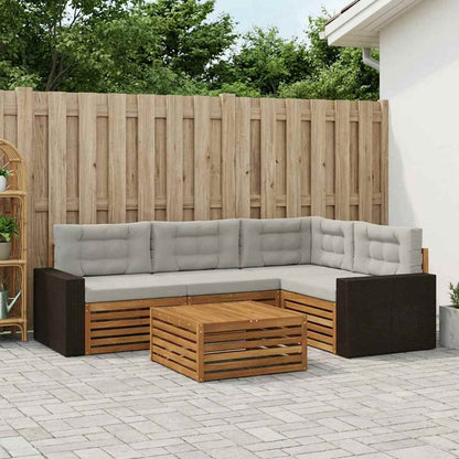 Set di divani da esterno 5 pcs Naturale e Grigio Chiaro | homemem39