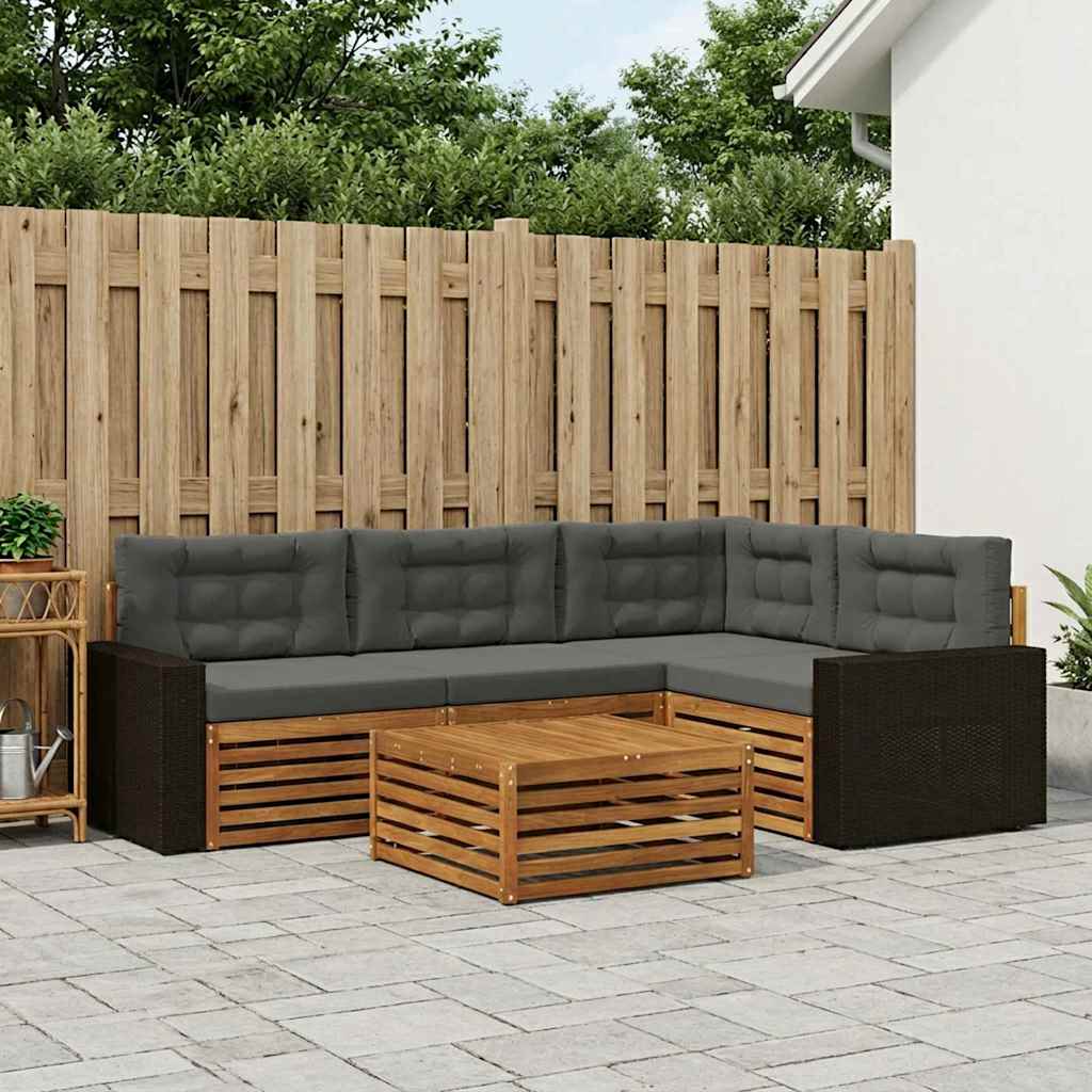 Set di divani da esterno 5 pcs Naturale e Antracite | homemem39