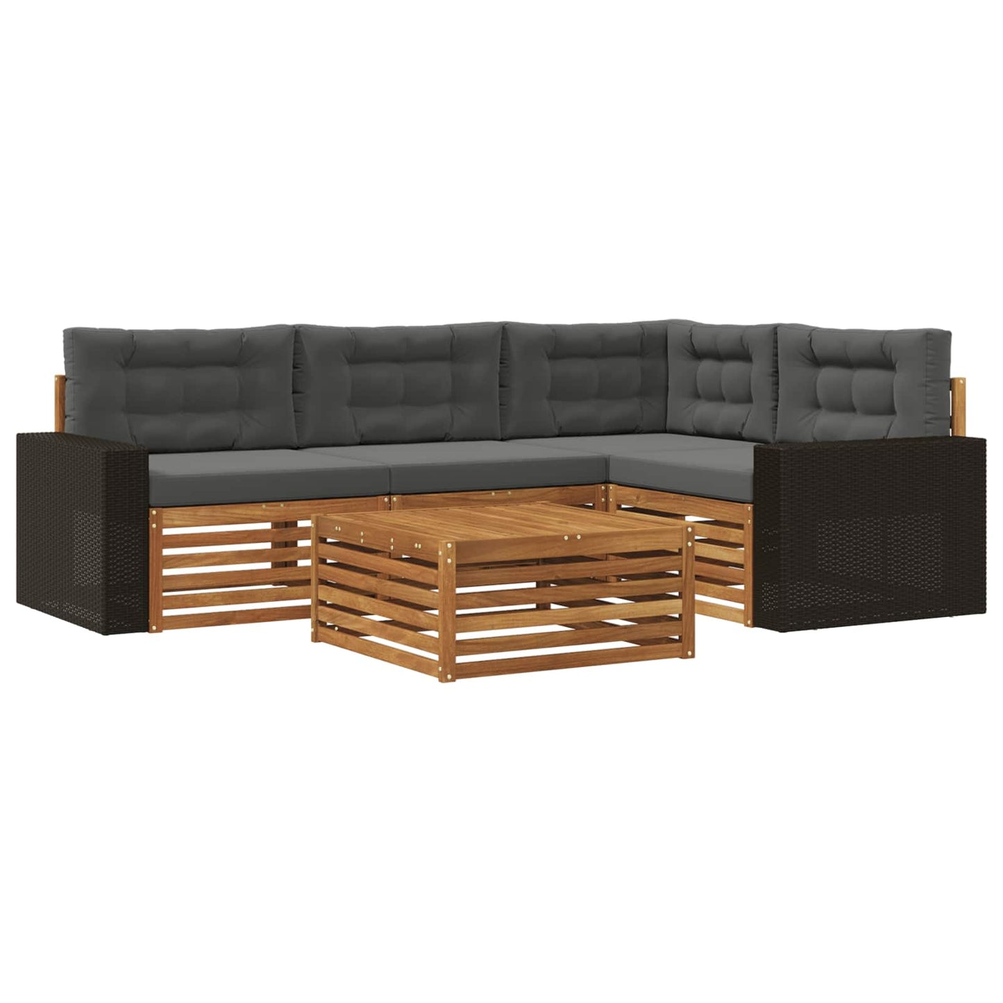 Set di divani da esterno 5 pcs Naturale e Antracite | homemem39