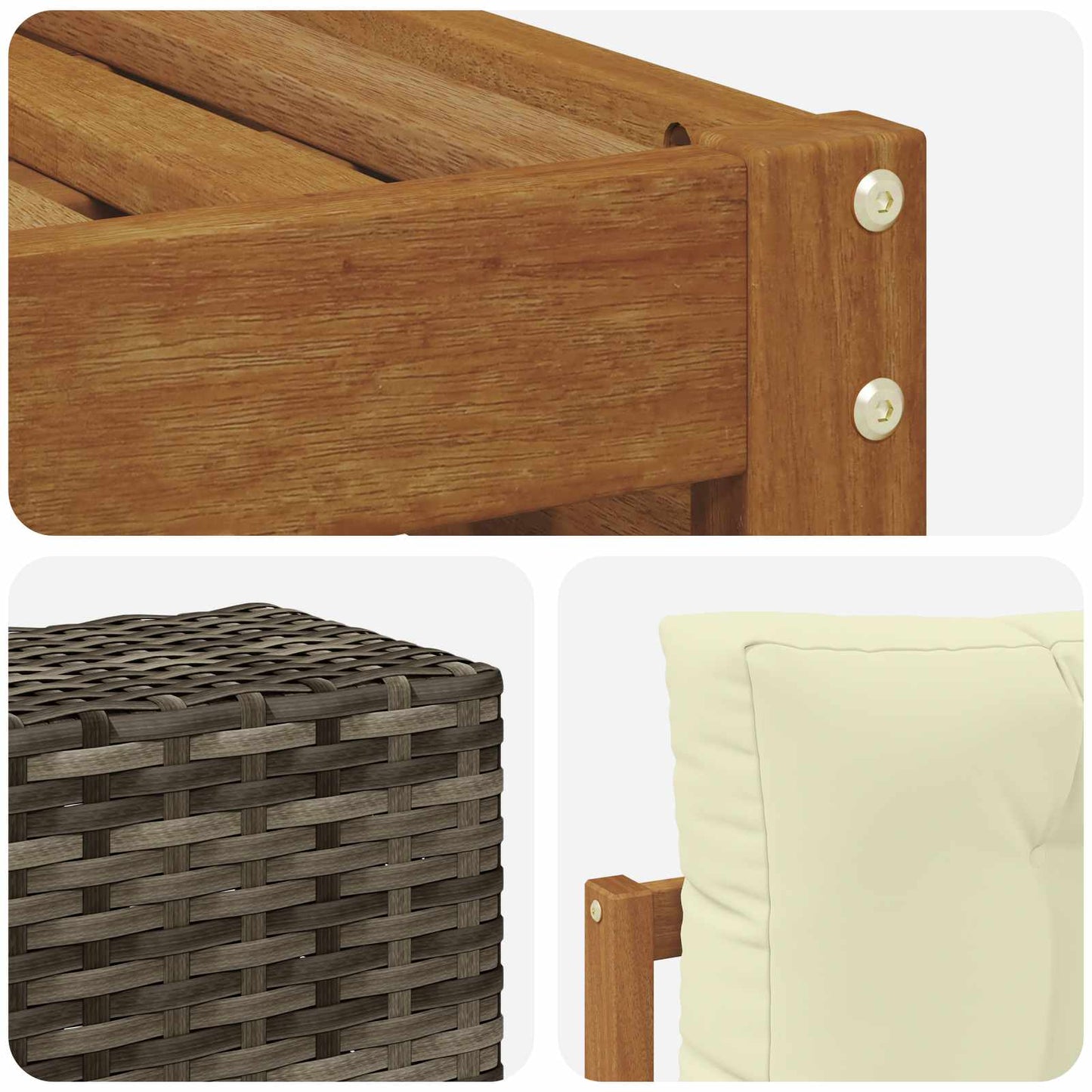 Set di divani da esterno 5 pcs Naturale e Crema 79 x 79 x 37 cm