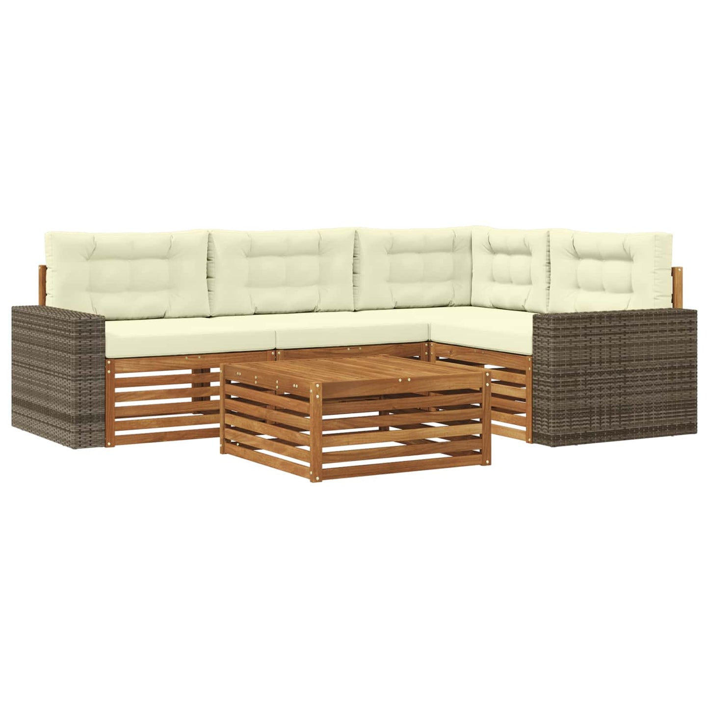 Set di divani da esterno 5 pcs Naturale e Crema 79 x 79 x 37 cm