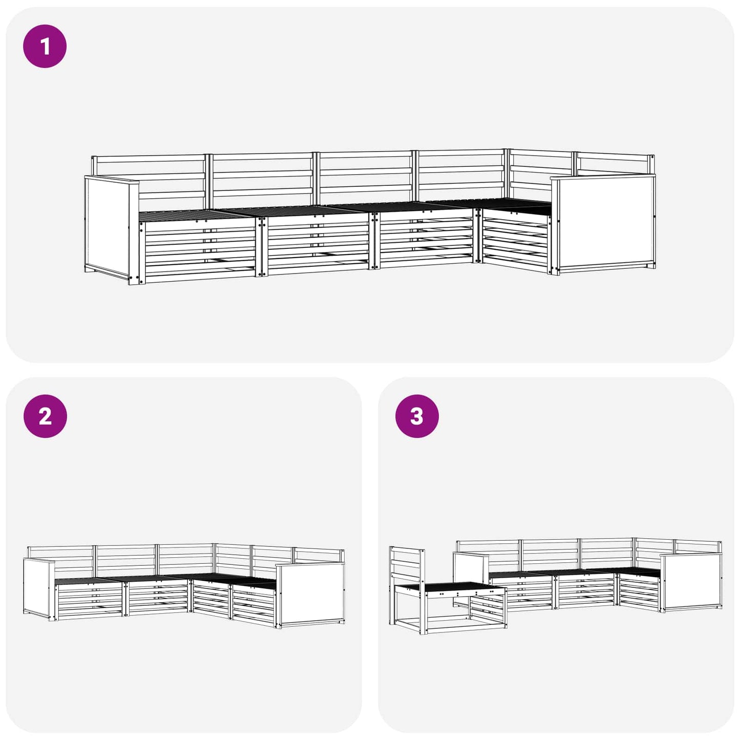 Set di divani da esterno 5 pcs Naturale 323 x 164,5 x 73 cm | homemem39