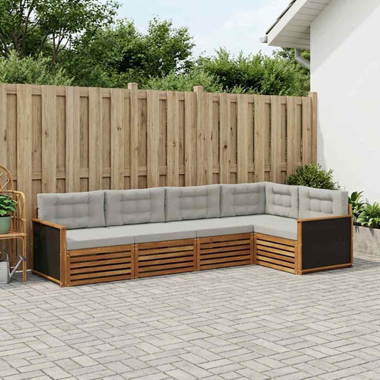 Set di divani da esterno 5 pcs Naturale e Grigio Chiaro