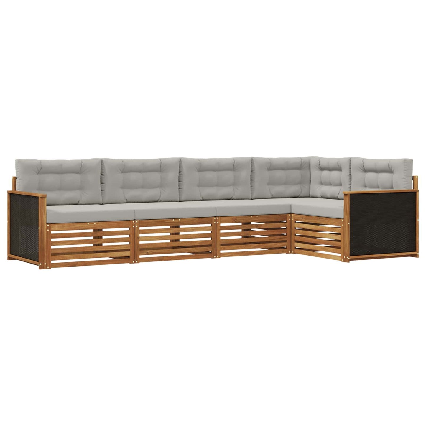 Set di divani da esterno 5 pcs Naturale e Grigio Chiaro