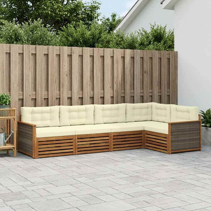 Set di divani da esterno con cuscino 5 pcs Naturale e Crema | homemem39