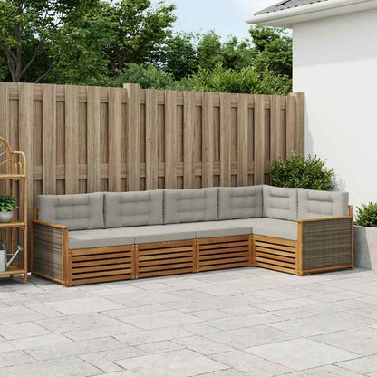 Set di divani da esterno 5 pcs Naturale e Grigio Chiaro