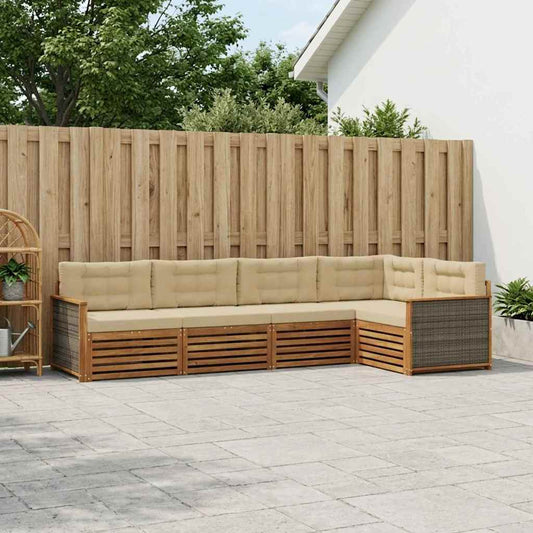 Set di divani da esterno con cuscino 5 pcs Naturale e Beige