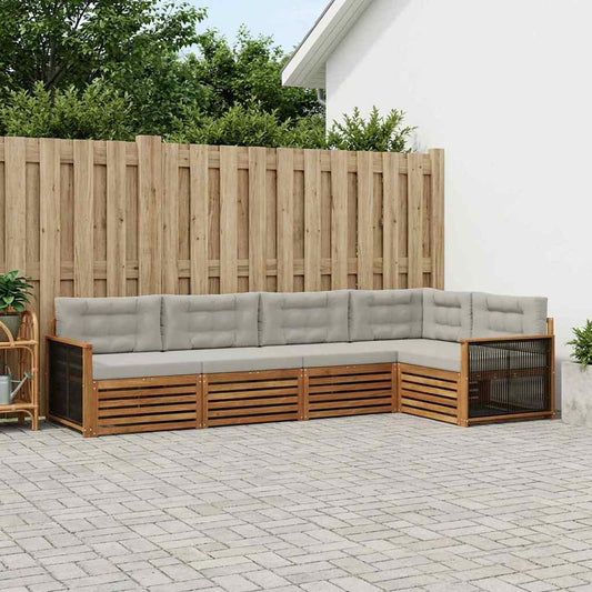 Set di divani da esterno 5 pcs Naturale e Grigio Chiaro