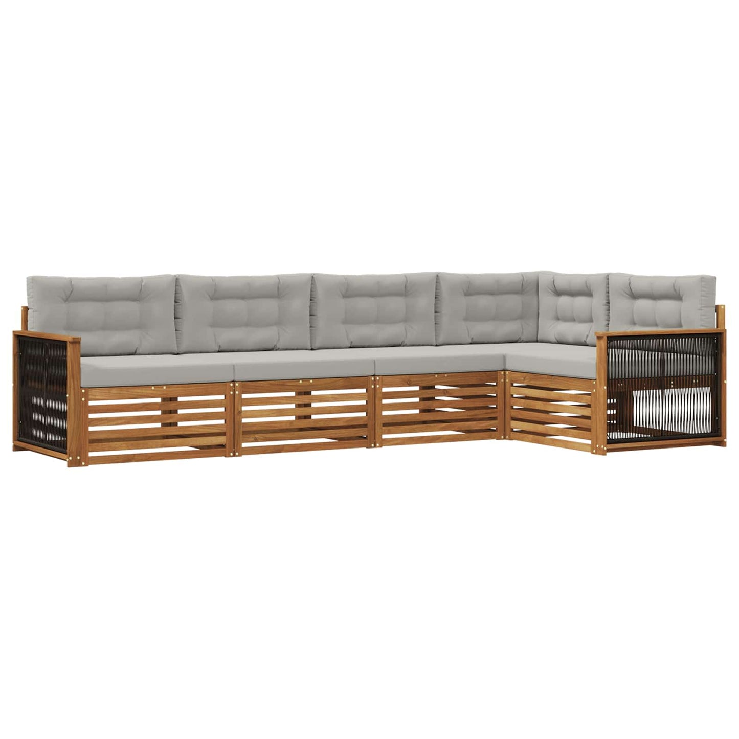 Set di divani da esterno 5 pz Naturale e Grigio Chiaro