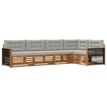 Set di divani da esterno 5 pz Naturale e Grigio Chiaro