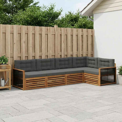 Set di divani da esterno con cuscino 5 pcs Naturale e Antracite | homemem39