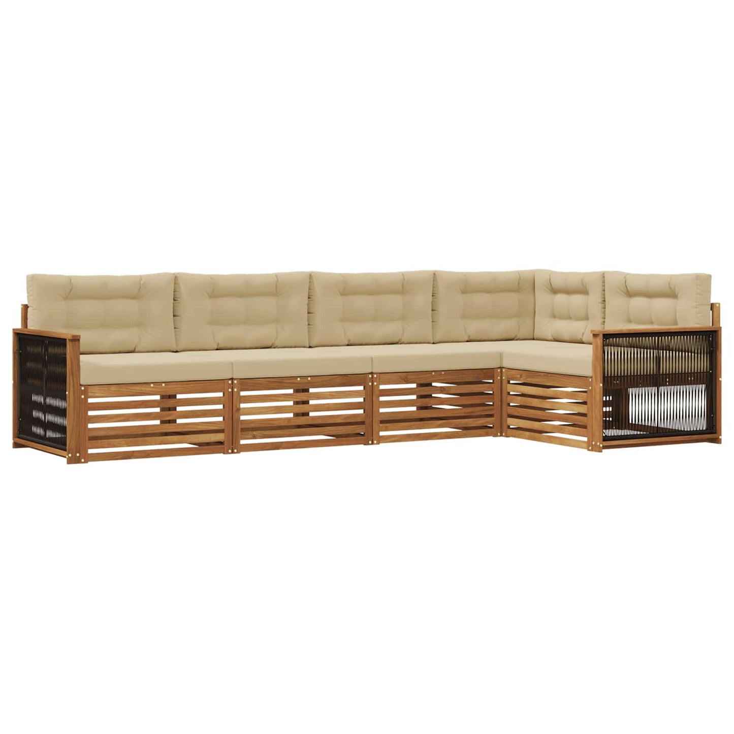 Set di divani da esterno con cuscino 5 pcs Naturale e Beige