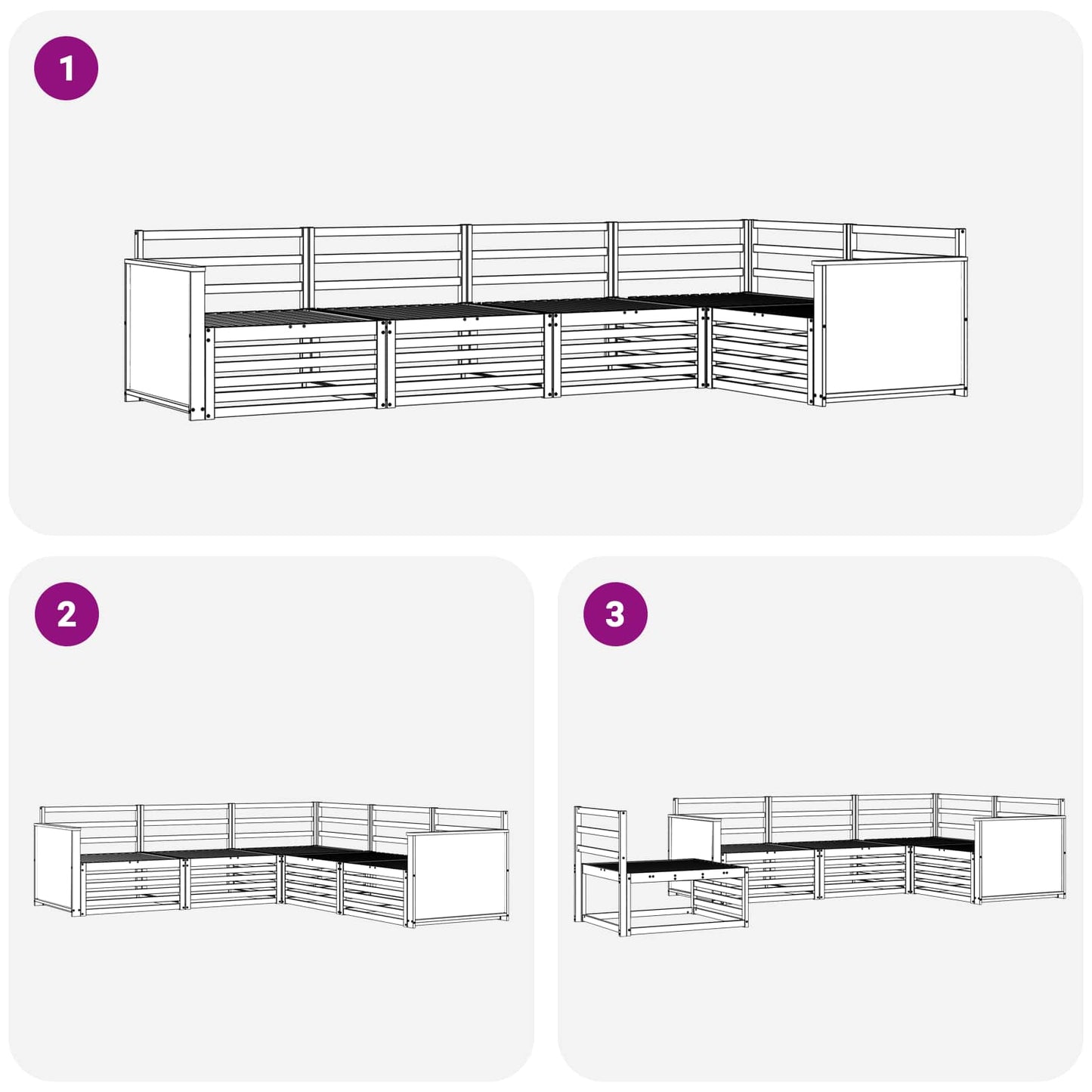 Set di divani da esterno 5 pcs Naturale