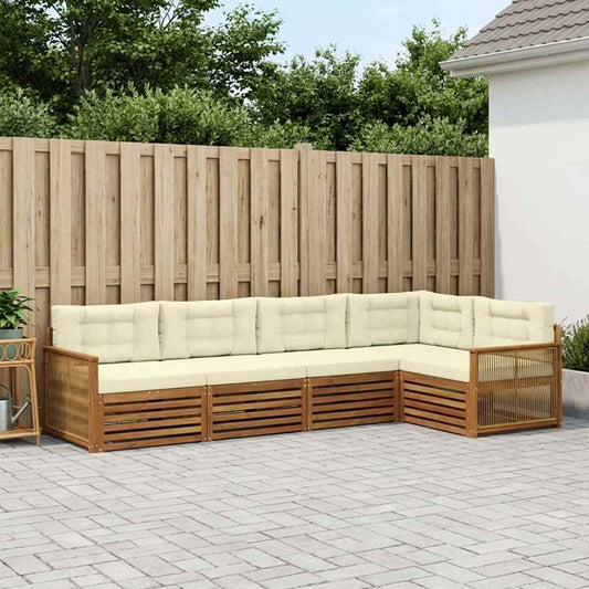 Set di divani da esterno con cuscino 5 pcs Naturale e Crema