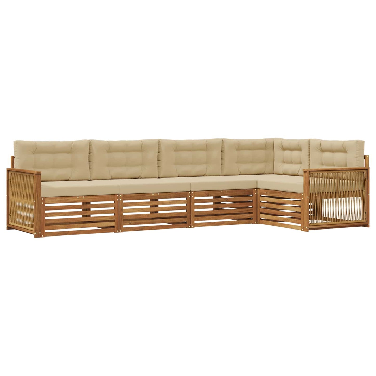 Set di divani da esterno con cuscino 5 pcs Naturale e Beige