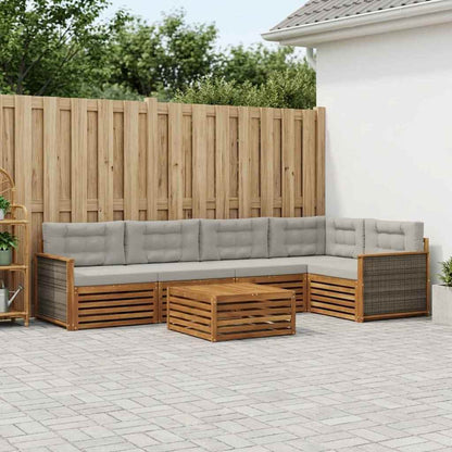 Set di divani da esterno 6 pcs Naturale e Grigio Chiaro