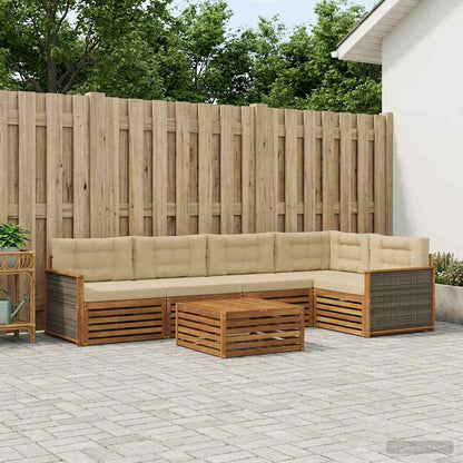 Set di divani da esterno 6 pz Naturale e Beige