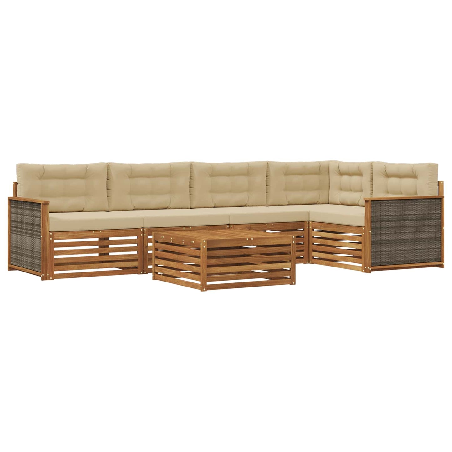 Set di divani da esterno con cuscino 6 pcs Naturale e Beige | homemem39