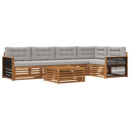 Set di divani da esterno 6 pz Naturale e Grigio Chiaro