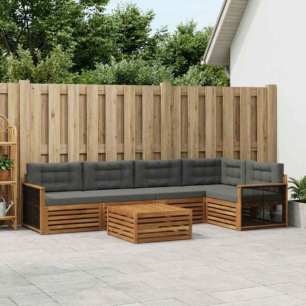 Set di divani da esterno con cuscino 6 pcs Naturale e Antracite