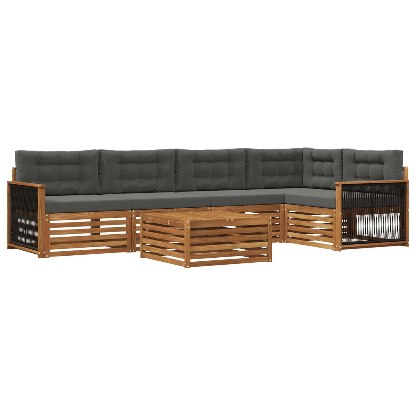 Set di divani da esterno 6 pz Naturale e Antracite