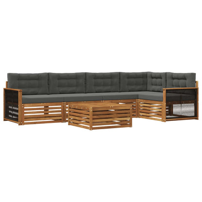 Set di divani da esterno 6 pz Naturale e Antracite