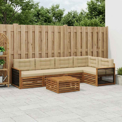Set di divani da esterno con cuscino 6 pcs Naturale e Beige