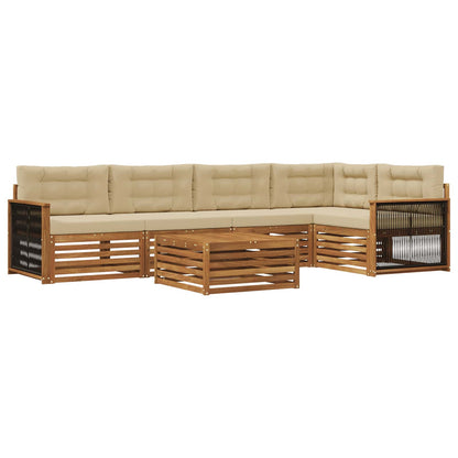 Set di divani da esterno 6 pz Naturale e Beige