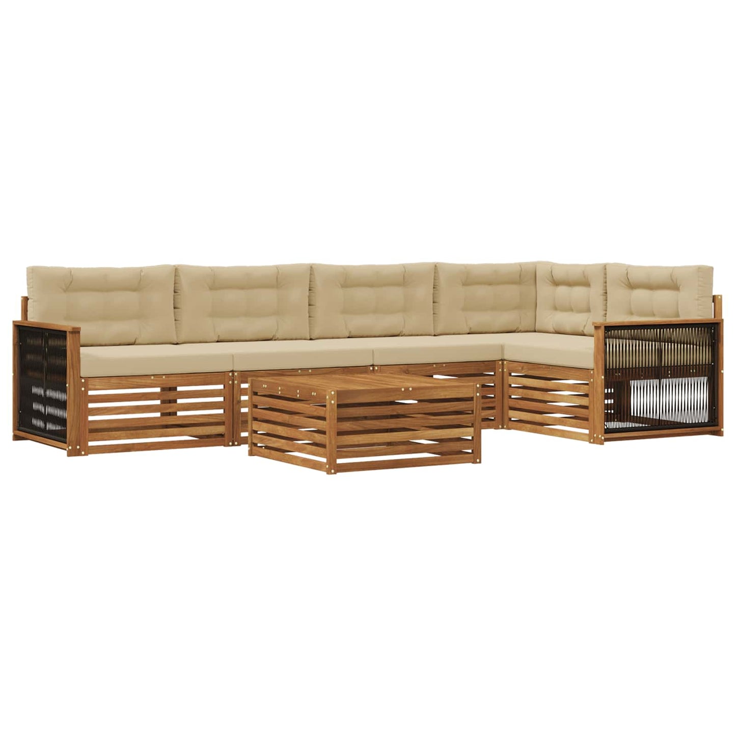 Set di divani da esterno con cuscino 6 pcs Naturale e Beige