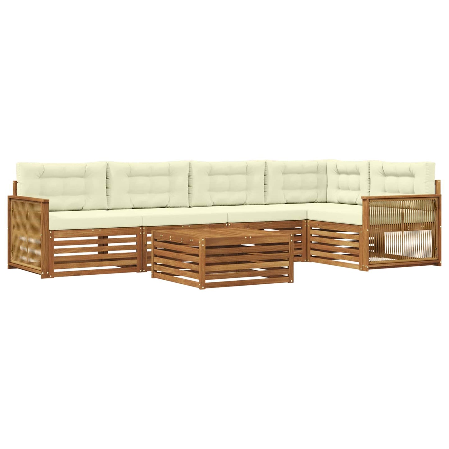 Set di divani da esterno con cuscino 6 pcs Naturale e Crema