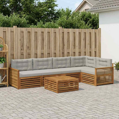 Set di divani da esterno 6 pcs Naturale e Grigio Chiaro