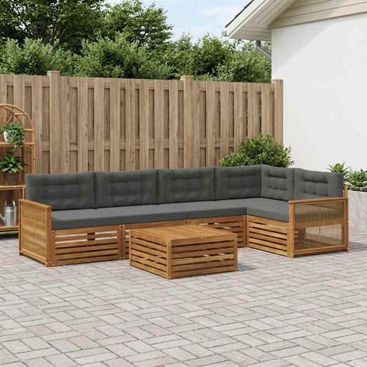 Set di divani da esterno con cuscino 6 pcs Naturale e Antracite