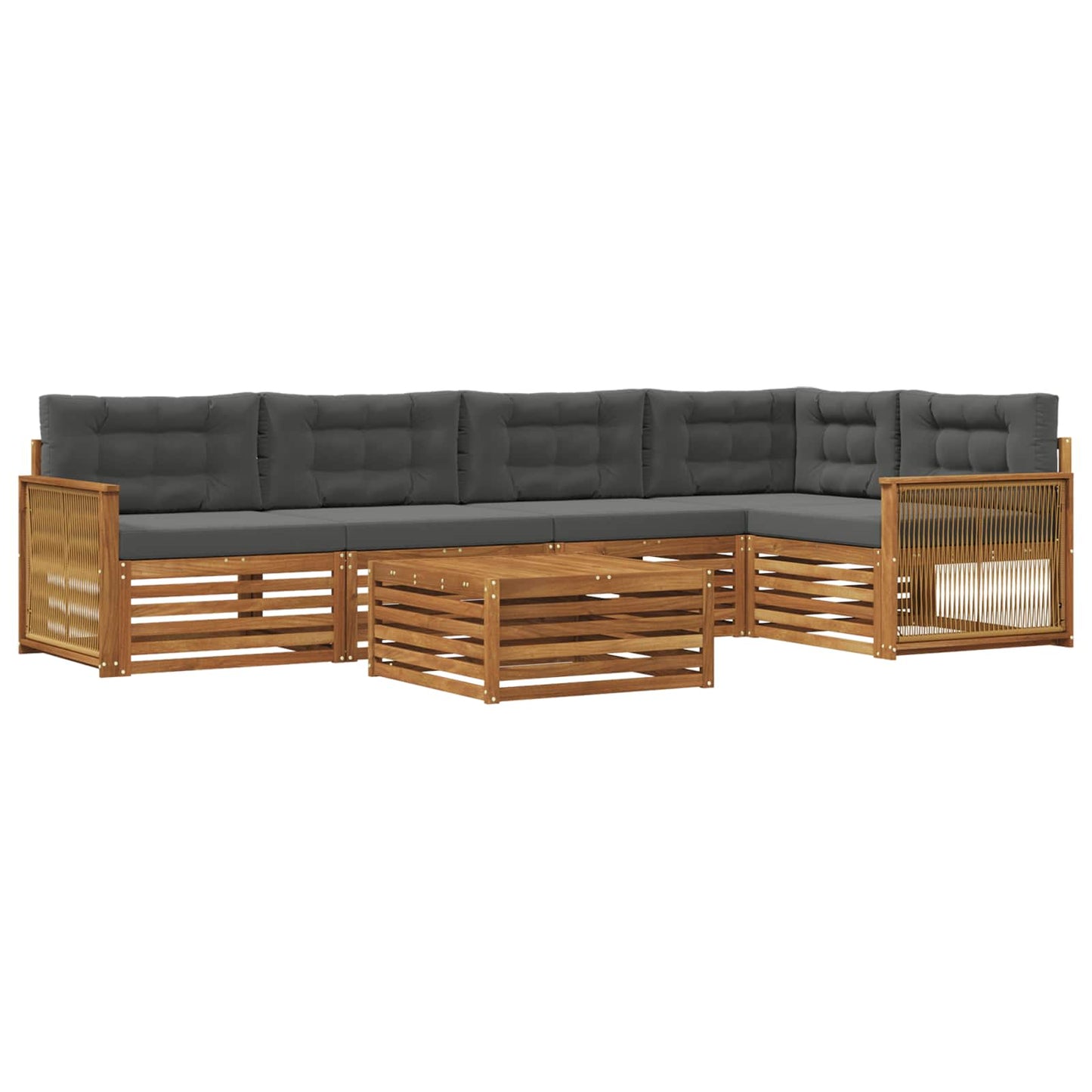 Set di divani da esterno 6 pz Naturale e Antracite
