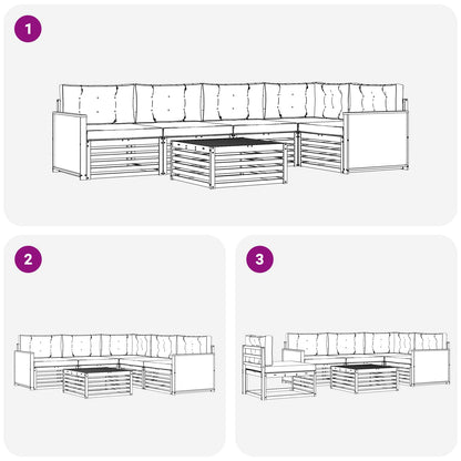Set di divani da esterno con cuscino 6 pcs Naturale e Antracite