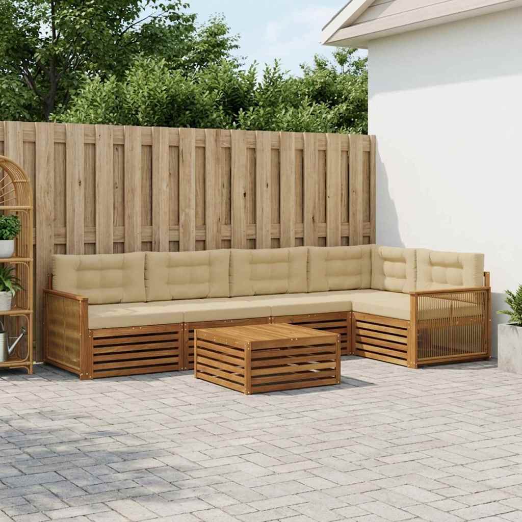 Set di divani da esterno con cuscino 6 pcs Naturale e Beige