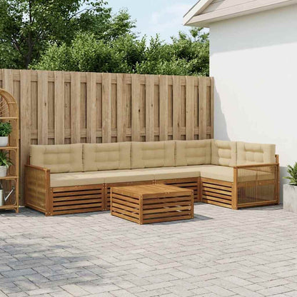 Set di divani da esterno con cuscino 6 pcs Naturale e Beige