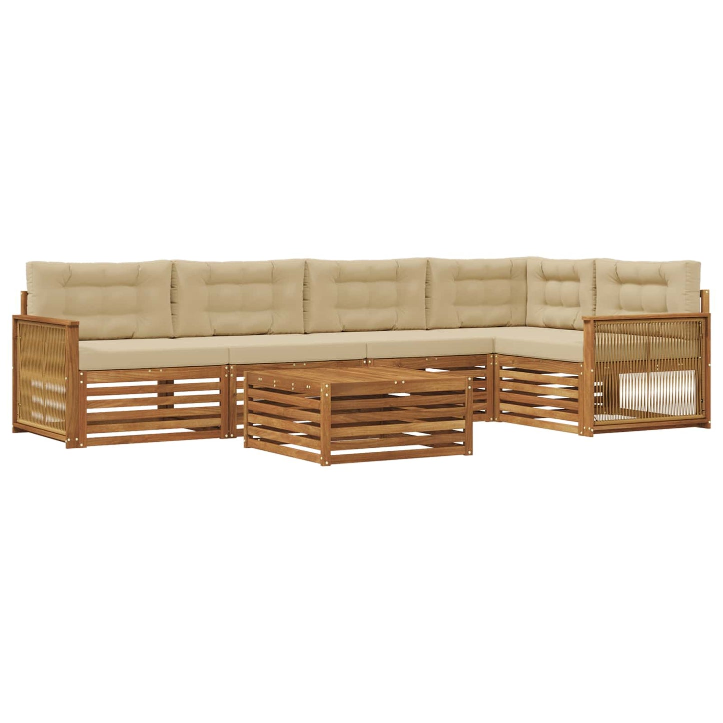 Set di divani da esterno 6 pz Naturale e Beige